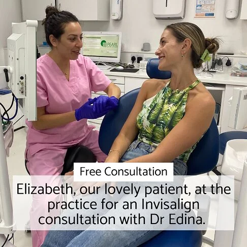 Dr Edina having a free Invisalign consultation with a patient to provide Invisalign cost London