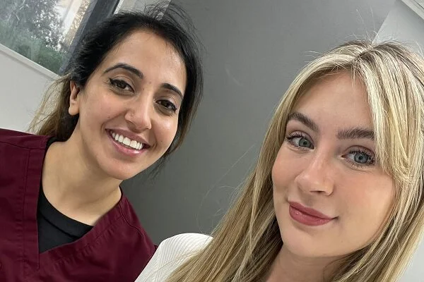 Dr Kiren with a patient, at our dental practice in London Marble Arch